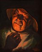 MONTAIGU Louis Bust Portrait Of An Old Man About To Light His Cigarette At Night MONTAIGU Louis Bust Portrait Of An Old Man About To Light His Cigarette At Night