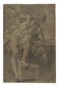 MONTI IL BOLOGNESE Francesco A Seated Male Nude Academy In The Pose Of A Prisoner MONTI IL BOLOGNESE Francesco A Seated Male Nude Academy In The Pose Of A Prisoner
