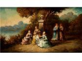MONTICELLI Adolphe Joseph Th. Höfische Damen In Barockkostümen MONTICELLI Adolphe Joseph Th. Höfische Damen In Barockkostümen