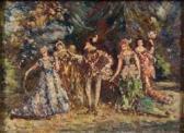 MONTICELLI Adolphe Joseph Th. Mephisto Und Vier Elegante Damen Im Park MONTICELLI Adolphe Joseph Th. Mephisto Und Vier Elegante Damen Im Park