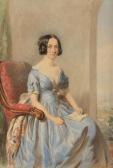 MOORE John Callington Portrait Of A Young Woman Wearing A Blue Dress MOORE John Callington Portrait Of A Young Woman Wearing A Blue Dress