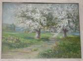 MOORE WHITE Vernet Two Trees And A Cottage Inlandscape MOORE WHITE Vernet Two Trees And A Cottage Inlandscape