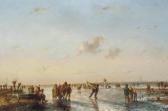 MOREL Jan Evert II Skaters On A Dutch Waterway At Dusk MOREL Jan Evert II Skaters On A Dutch Waterway At Dusk