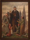 MORIELL T. Familie, Um Einen Priester Mit Heiligenschein Geschart MORIELL T. Familie, Um Einen Priester Mit Heiligenschein Geschart
