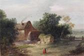 MORRIS Charles II Figure In A Rural Lane Before A Watermill MORRIS Charles II Figure In A Rural Lane Before A Watermill