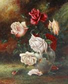 MORRIS Edward G Still Life Study Depicting A Vase Of Roses MORRIS Edward G Still Life Study Depicting A Vase Of Roses