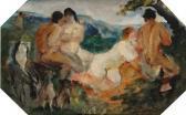 MORTENSEN WALTHER ODENSE Kaj Pastoral Landscape With Reclining Couples And Goats MORTENSEN WALTHER ODENSE Kaj Pastoral Landscape With Reclining Couples And Goats