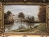 Mortimer A River Scene With Picnickers On The Bank Mortimer A River Scene With Picnickers On The Bank