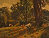 MORTON Thomas Corsan Calves Grazing In A Galloway Landscape MORTON Thomas Corsan Calves Grazing In A Galloway Landscape