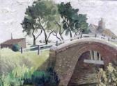 MOSTYN LEWIS JOHN River Scene With Bridge And Cottage Beyond MOSTYN LEWIS JOHN River Scene With Bridge And Cottage Beyond