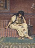 MOTTRAM Charles Sim Arab Girl Seated In An Interior, Clutching A Dagger MOTTRAM Charles Sim Arab Girl Seated In An Interior, Clutching A Dagger