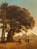 MOUCHOT Louis Claude Paisaje Con Árbol Y Personajes MOUCHOT Louis Claude Paisaje Con Árbol Y Personajes