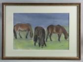 MOULES JONES JANE Three Grazing Exmoor Ponies MOULES JONES JANE Three Grazing Exmoor Ponies