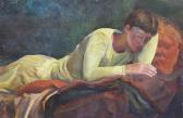 MUELLER Carl Theodor Reclining Woman In Gold Robe MUELLER Carl Theodor Reclining Woman In Gold Robe