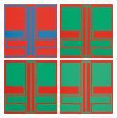 MULLER-BRITTNAU Willy Compositions In Red And Blue Respectively Red And Green MULLER-BRITTNAU Willy Compositions In Red And Blue Respectively Red And Green