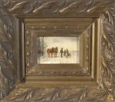 MULLER-CORNELIUS Ludwig Plausch Auf Der Winterlichen Straße Vor München - Bauer Mit Zwei Pferden Und Zwei Bäuerinnen Mit Kalb MULLER-CORNELIUS Ludwig Plausch Auf Der Winterlichen Straße Vor München - Bauer Mit Zwei Pferden Und Zwei Bäuerinnen Mit Kalb