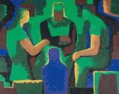 MULLER-LEUTERT Helmut Blaue Und Grüne Figuren I MULLER-LEUTERT Helmut Blaue Und Grüne Figuren I
