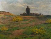 MUMMERT C. With Sheep By The Coast With Gorse Bushes In The Foreground MUMMERT C. With Sheep By The Coast With Gorse Bushes In The Foreground