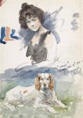 MUNNINGS Alfred James Study Of A Young Girl And A Spaniel Called Bruce MUNNINGS Alfred James Study Of A Young Girl And A Spaniel Called Bruce