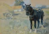 MUNNINGS Alfred James Working Horse In Suffolk Farm Scene MUNNINGS Alfred James Working Horse In Suffolk Farm Scene