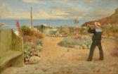 MUNNS Henry Turner A Sailor Boy Looking Out To Sea From A Rock Garden MUNNS Henry Turner A Sailor Boy Looking Out To Sea From A Rock Garden