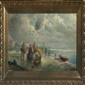 MUNSTER F. Scenery From A Dutch Harbour With Women Selling Flowers MUNSTER F. Scenery From A Dutch Harbour With Women Selling Flowers