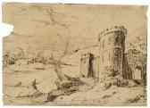 MURILLO Bartolome Esteban A River Landscape With A Fisherman Near A Castle MURILLO Bartolome Esteban A River Landscape With A Fisherman Near A Castle