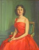 MURRAY waldo Portrait Of A Lady In A Red Dress. MURRAY waldo Portrait Of A Lady In A Red Dress.