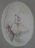 MURRAY Webster Lady And Parasol Bearer In A Stiff Breeze MURRAY Webster Lady And Parasol Bearer In A Stiff Breeze