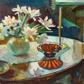 NøRRETRANDERS Johannes Still Life With Flowers And Candles On A Table NøRRETRANDERS Johannes Still Life With Flowers And Candles On A Table