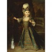 NETSCHER Theodorus A Portrait Of A Young Boy, Standing Full Length, Wearing A Blue With Golden Embroidery Dress And A Hat With Feathers, In A Park Setting, Together With A Parrot NETSCHER Theodorus A Portrait Of A Young Boy, Standing Full Length, Wearing A Blue With Golden Embroidery Dress And A Hat With Feathers, In A Park Setting, Together With A Parrot