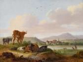 NEUSTUCK Maximillian Ein Paar Landschaften. 1. Südliche Landschaft Mit Ruhenden Kühen NEUSTUCK Maximillian Ein Paar Landschaften. 1. Südliche Landschaft Mit Ruhenden Kühen