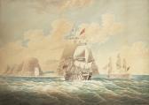 NICOLAS John Harris A Royal Navy Three Decker Leaving Jamestown, St Helena NICOLAS John Harris A Royal Navy Three Decker Leaving Jamestown, St Helena