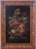 NIGHTINGALE R. Still Life With Flowers In A Vase On A Stone Ledge NIGHTINGALE R. Still Life With Flowers In A Vase On A Stone Ledge