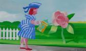 NIVERVILLE de Louis Young Girl Watering Flowers NIVERVILLE de Louis Young Girl Watering Flowers