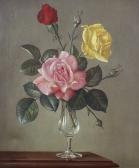 NOBLE James Roses In A Glass Vase NOBLE James Roses In A Glass Vase