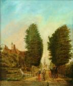 NOOY de Wouterus An Avenue Withfirgures And A Horse Drawn Wagon NOOY de Wouterus An Avenue Withfirgures And A Horse Drawn Wagon
