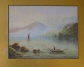 NORMAN J.Thurgar Lake Scenes With Fishermen NORMAN J.Thurgar Lake Scenes With Fishermen