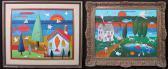 NOYES Fritz A Pair Of Landscapes With Figures And Animals NOYES Fritz A Pair Of Landscapes With Figures And Animals