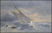 O'BRIEN Lucius Richard A) Seascape With Sailboat O'BRIEN Lucius Richard A) Seascape With Sailboat