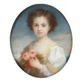O'CONNELL Frederique Miethe Portrait Of A Young Girl With Red Ribbons O'CONNELL Frederique Miethe Portrait Of A Young Girl With Red Ribbons