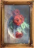 ODIN Blanche Bouquet De Roses Rouge Dans Une Coupe De Verre ODIN Blanche Bouquet De Roses Rouge Dans Une Coupe De Verre