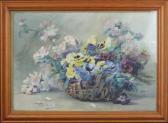 ODIN Blanche Still Life Study Of A Basket Of Pansies And Other Flowers ODIN Blanche Still Life Study Of A Basket Of Pansies And Other Flowers