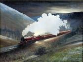 OLDHAM Eric Winter Landscape With Steam Train Pulling A Rake Of Coaches OLDHAM Eric Winter Landscape With Steam Train Pulling A Rake Of Coaches