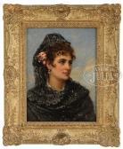 OLIVER William The Younger Bust Portrait Of A Woman With A Rose OLIVER William The Younger Bust Portrait Of A Woman With A Rose