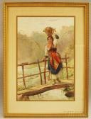 OLIVETTI Luigi Peasant Woman Crossing The River OLIVETTI Luigi Peasant Woman Crossing The River