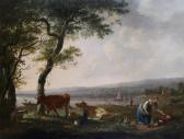 OMMEGANCK Balthazar Paul River Landscape With Shepherdess And Sleaping Child OMMEGANCK Balthazar Paul River Landscape With Shepherdess And Sleaping Child