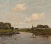 OPPENOORTH Willem J. Angler In His Flat Boat On Acanal OPPENOORTH Willem J. Angler In His Flat Boat On Acanal