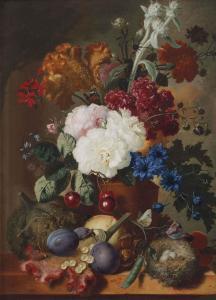 Georgius Jacobus J. Van Os - An Exuberant Flower Still Life With Roses