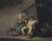 OSTADE van Adriaen Jansz. Coppia Di Paesani In Un Interno OSTADE van Adriaen Jansz. Coppia Di Paesani In Un Interno